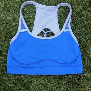 lululemon blue laceup back sports bra